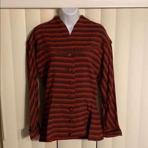 Vintage Red & Black Stripe Blouse